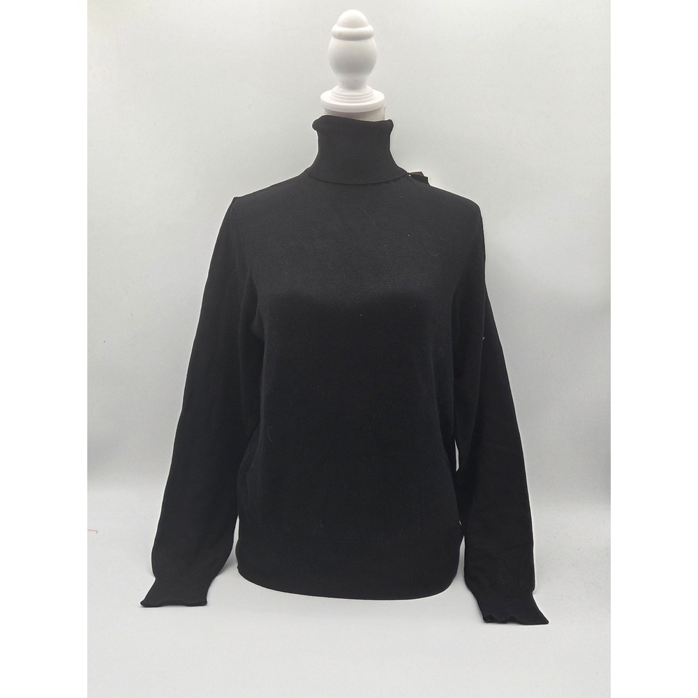 H&M Women's Black Turtleneck Sweater Size M LivaEco Viscose NWT 101-648